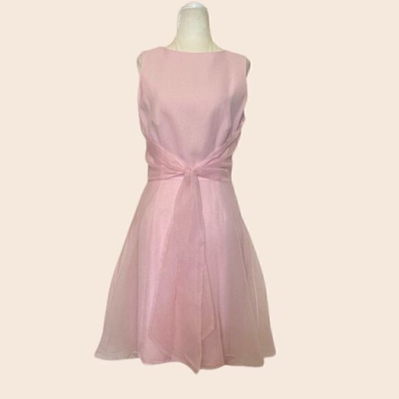 Vintage Geary Roark Pink Mini Cocktail Dress with Organza overlay Size 8 - Picture 1 of 10
